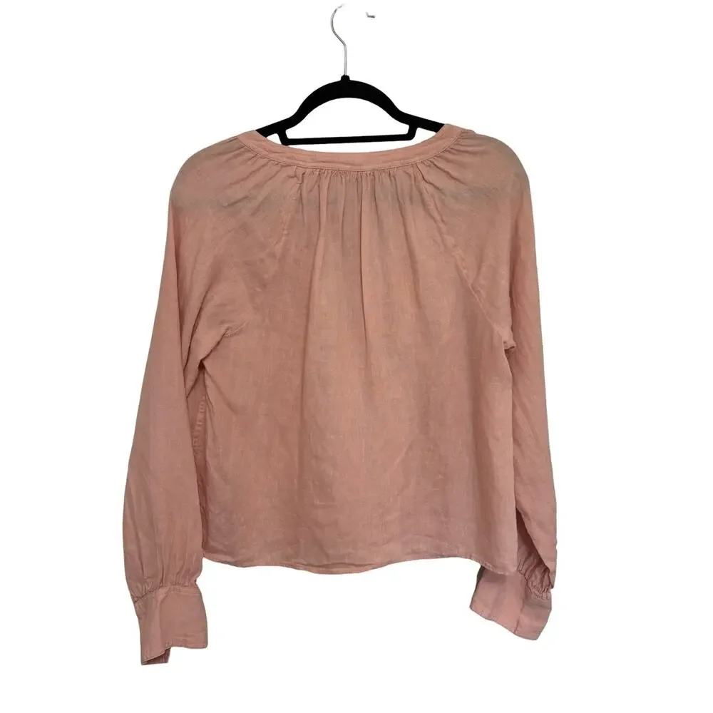 J. Crew Cabana 100% Linen Popover Top in Peach - Size XS